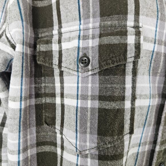 Canyon River Blues Green Plaid Long Sleeve Flannel Button Up Jersey Hoodie L - Picture 4 of 10